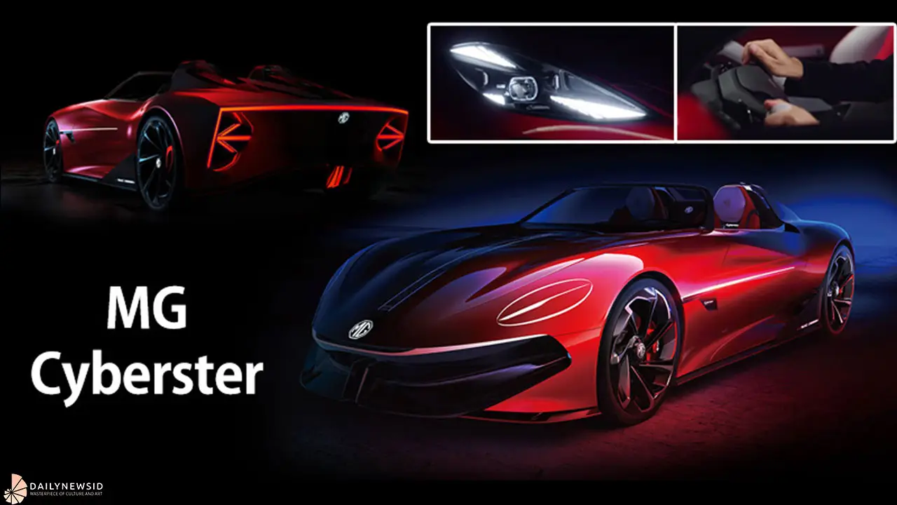 MG Cyberster roadster listrik berwarna merah dengan atap terbuka di booth PEVS 2025